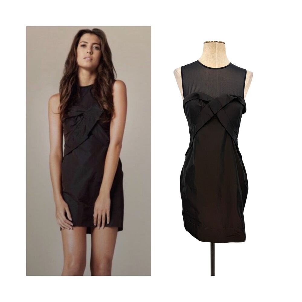 AllSaints Orissa Mesh Bustier Corset Mini Dress Taffeta Black UK 10 US 6